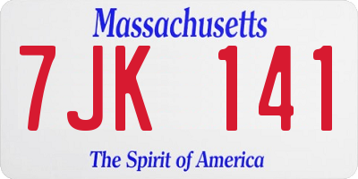 MA license plate 7JK141