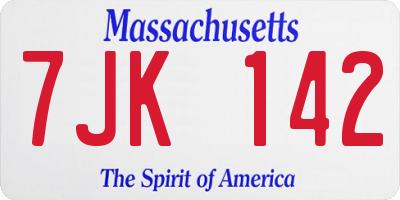 MA license plate 7JK142