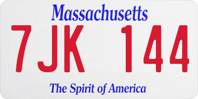 MA license plate 7JK144
