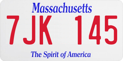 MA license plate 7JK145