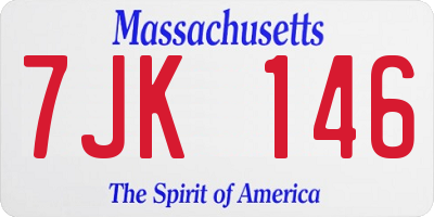 MA license plate 7JK146