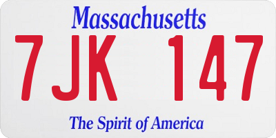 MA license plate 7JK147