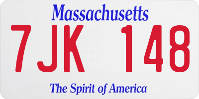 MA license plate 7JK148