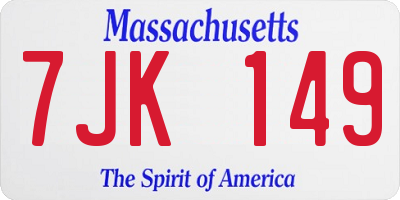 MA license plate 7JK149