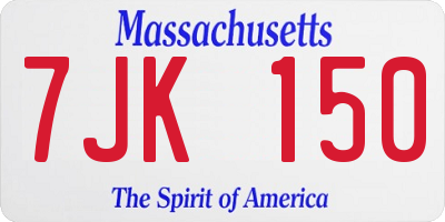 MA license plate 7JK150