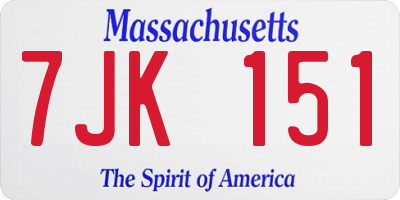 MA license plate 7JK151