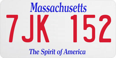 MA license plate 7JK152