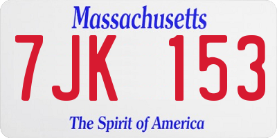 MA license plate 7JK153