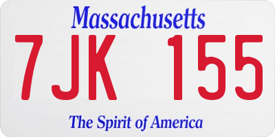 MA license plate 7JK155
