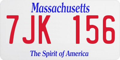 MA license plate 7JK156
