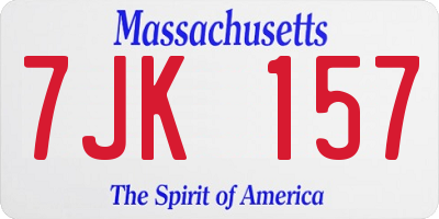 MA license plate 7JK157