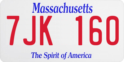 MA license plate 7JK160