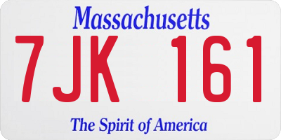 MA license plate 7JK161