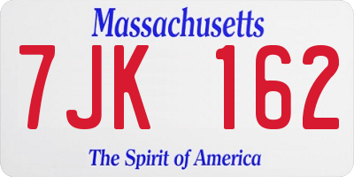 MA license plate 7JK162