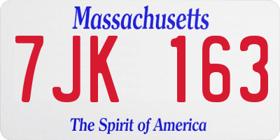 MA license plate 7JK163