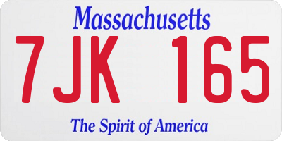 MA license plate 7JK165