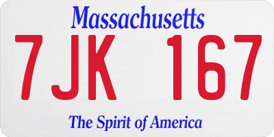 MA license plate 7JK167