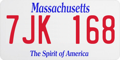 MA license plate 7JK168