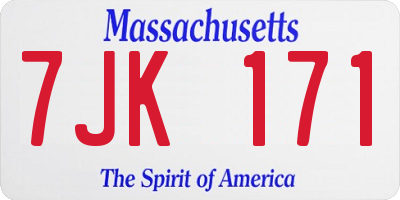 MA license plate 7JK171
