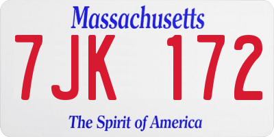 MA license plate 7JK172