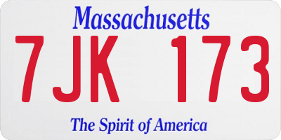 MA license plate 7JK173