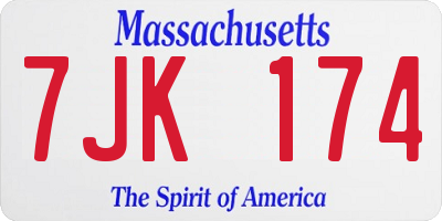 MA license plate 7JK174