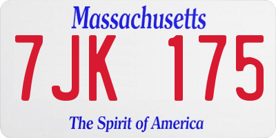 MA license plate 7JK175