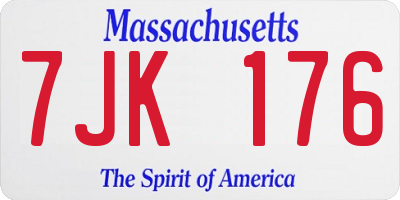 MA license plate 7JK176