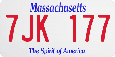 MA license plate 7JK177