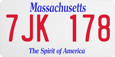MA license plate 7JK178