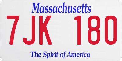 MA license plate 7JK180