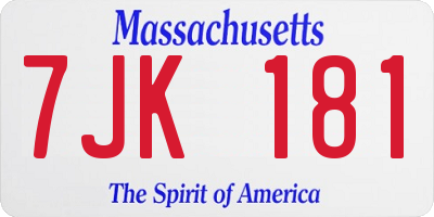 MA license plate 7JK181