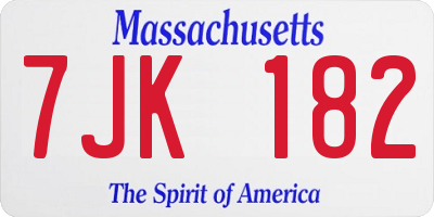 MA license plate 7JK182