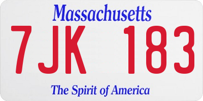 MA license plate 7JK183
