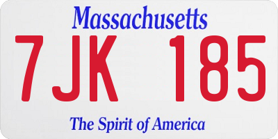 MA license plate 7JK185
