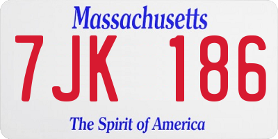 MA license plate 7JK186