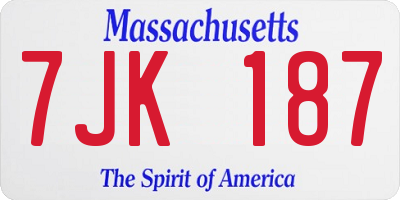 MA license plate 7JK187