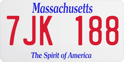 MA license plate 7JK188