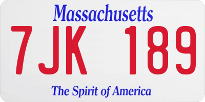 MA license plate 7JK189