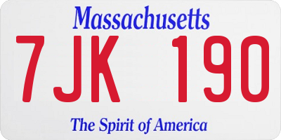 MA license plate 7JK190