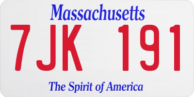 MA license plate 7JK191