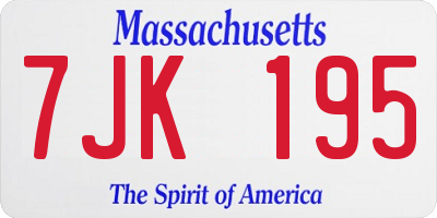 MA license plate 7JK195