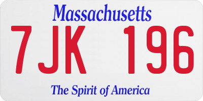MA license plate 7JK196