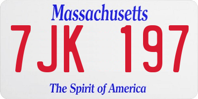 MA license plate 7JK197