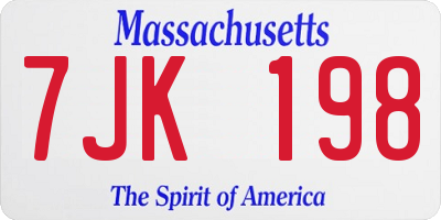 MA license plate 7JK198