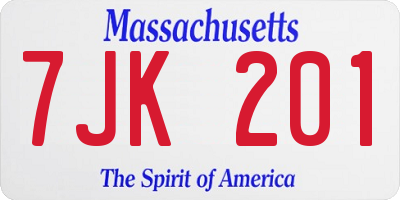 MA license plate 7JK201