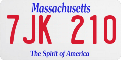 MA license plate 7JK210
