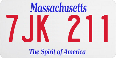 MA license plate 7JK211