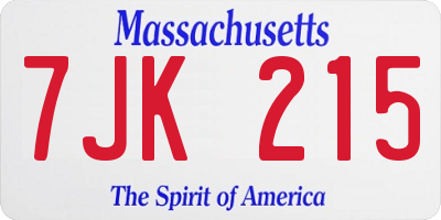 MA license plate 7JK215