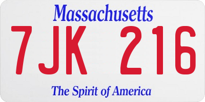 MA license plate 7JK216